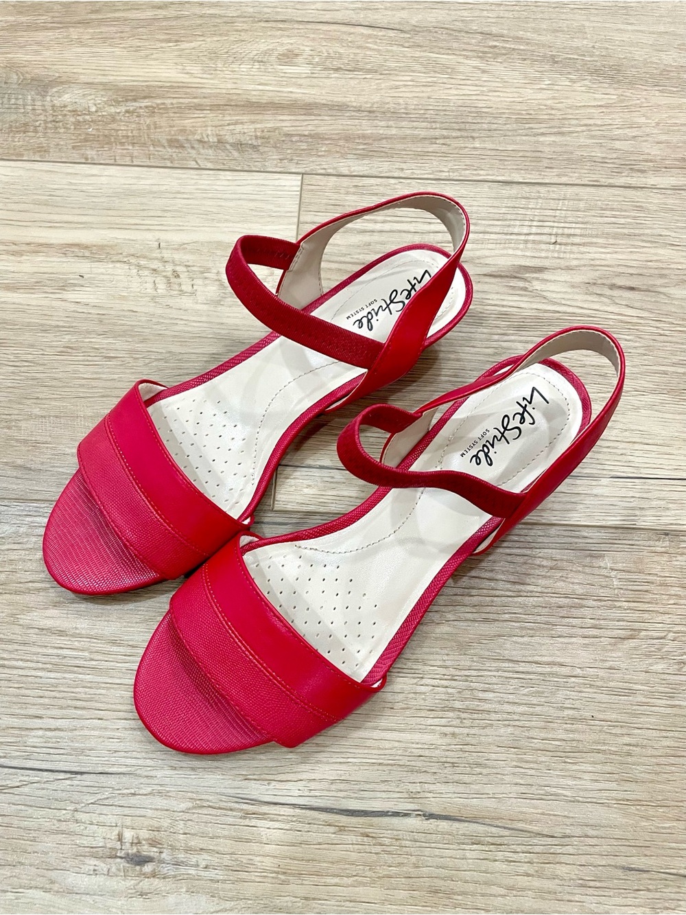 LifeStride Yuma‎ Red Lizard Wedge Sandals Size 9M EXCELLENT